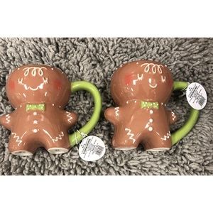 2021 Threshold Gingerbread Man Mug Cup SET OF 2 Stoneware Christmas Holiday